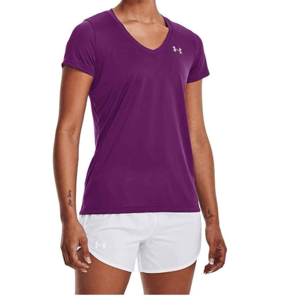 Women's Under Armour Tech Twist V-Neck Tee, Size: XS, purple 02967
